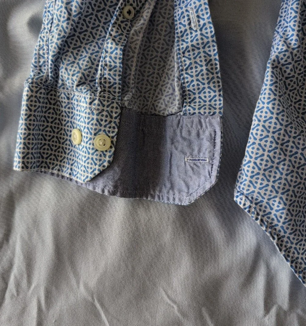 Banana Republic Men’s Blue Geometric Button-Down Shirt Mens XLT